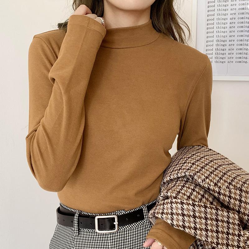 Женская рубашка из немецкого бархата с воротником-получерепахой, универсальная, на осень и зиму, с длинными рукавами, облегающий белый бархатный топ из белого бархата