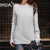Women's Autumn and Winter Fashion Loose Big Size Solid Colour Knit Sweater Commuter Sweater