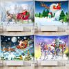 Cartoon Santa Claus Pattern Tapestry Home Bedroom Living Room Wall Decoration Christmas Theme Tapestry