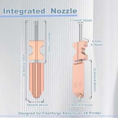 Интегрированное сопло Adventurer 5X для 3D-принтера Flashforge AD5X Экструдер Горячий конец Нагревательный блок Деталь 0.25 0.4 0.6 ММ Печатающая головка
