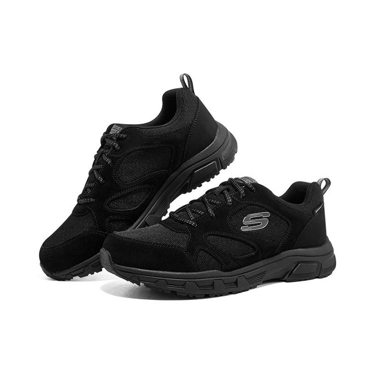 Skechers Дубовый Каньон Ткань Кожа Мода Спорт Низкие Повседневная Обувь Мужские кроссовки Черный 237348-BBK