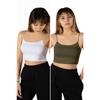2-pack Women Black-white Rope Strap Cotton Crop Top Bustier Blouse Singlet