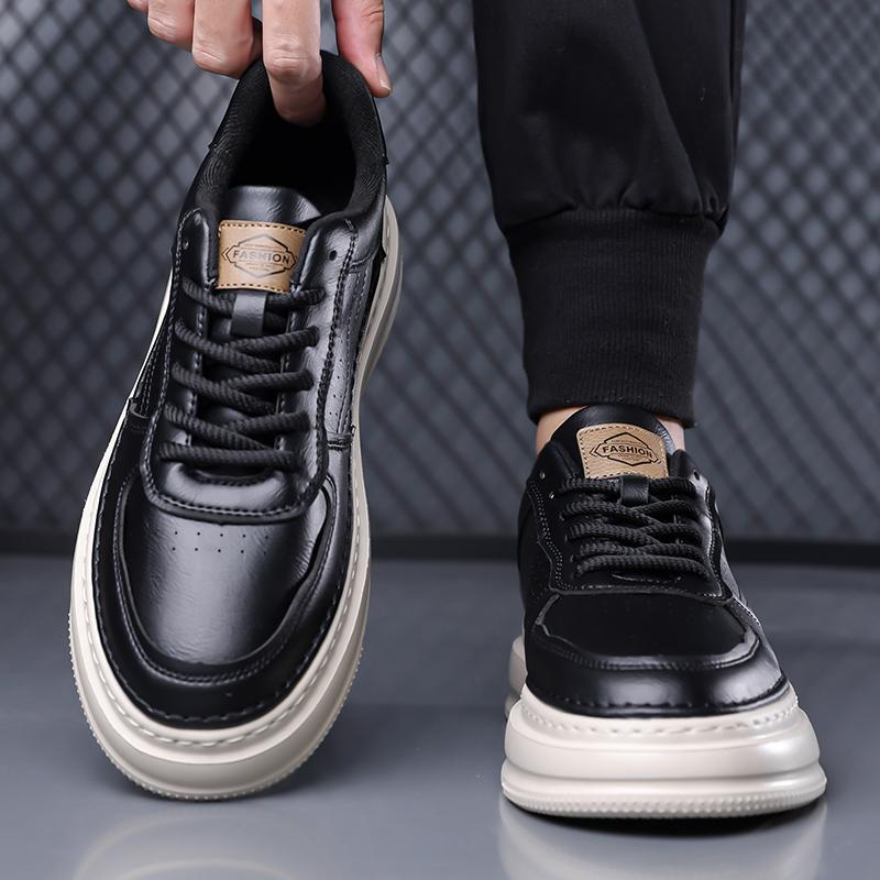 Удобные туфли на толстой подошве в британском стиле, уличные нескользящие кеды для скейтборда на шнуровке, дизайнерские мужские повседневные кожаные туфли