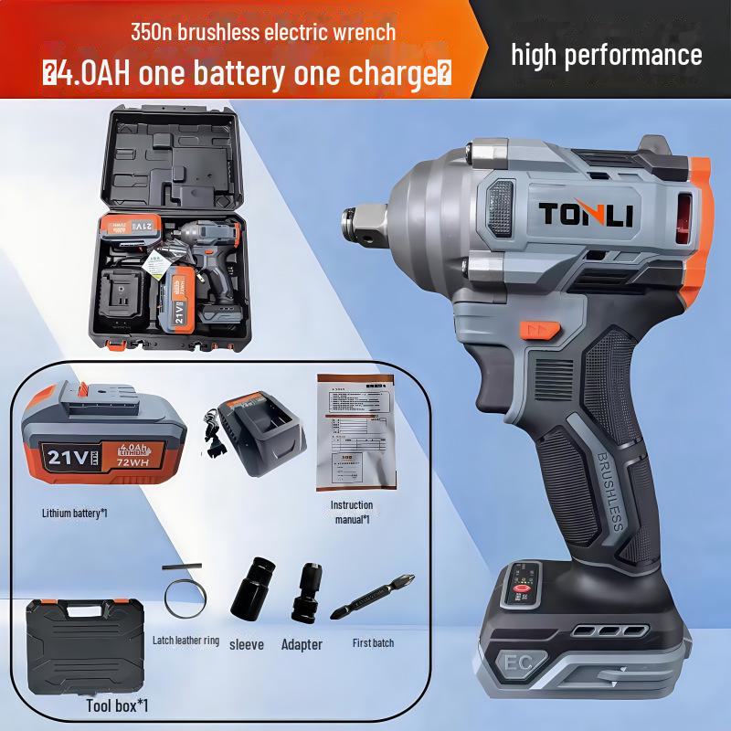 Бесщеточный электрический ударный гайковерт: Промышленный пневматический гайковерт с литиевой батареей для ремонта автомобилей.