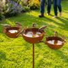 Rusted 3-Tiered Bird Bath Metal Bird Feeding Station Multi-Purpose Bird Water Bowls  Yard