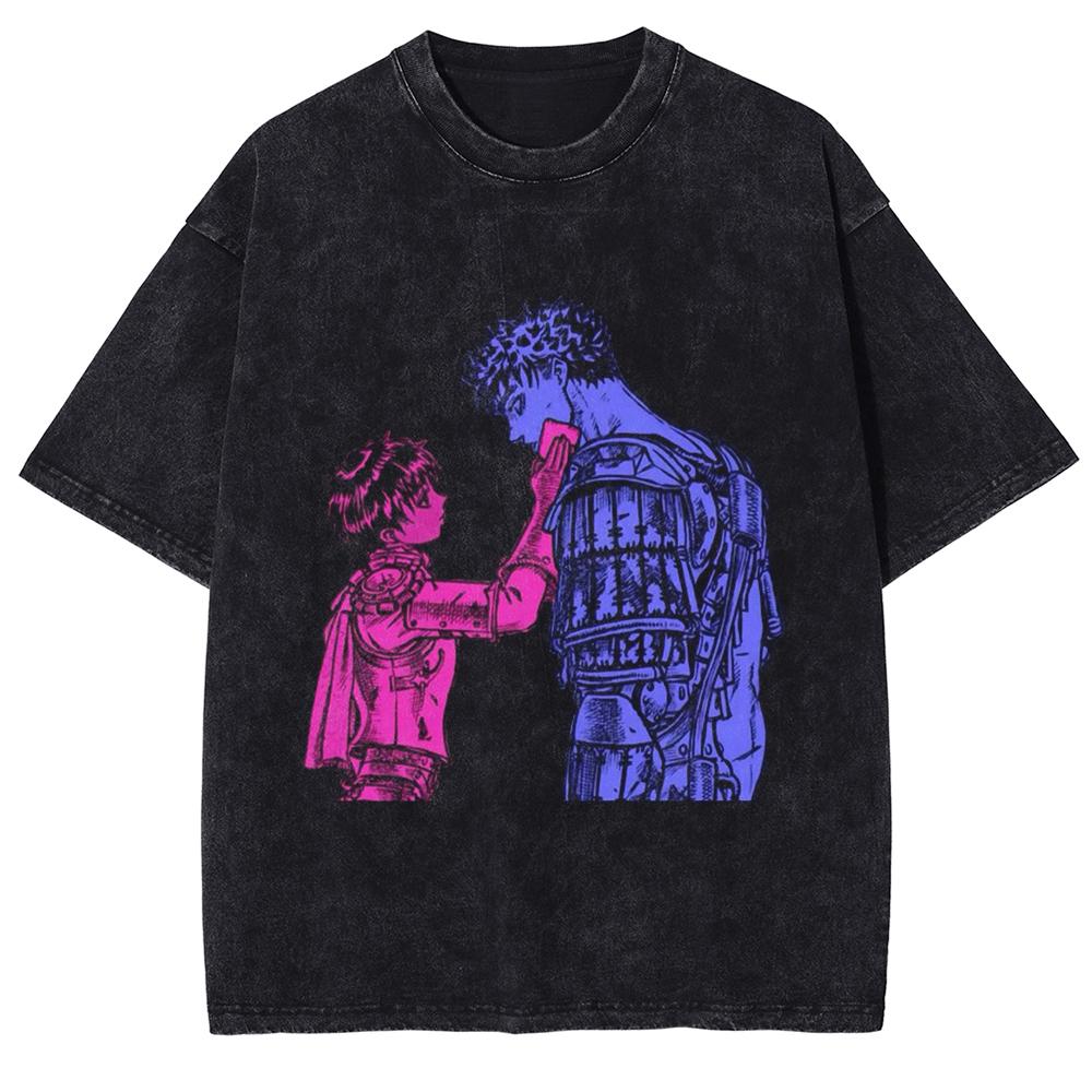 Manga Berserk Griffith Print Tshirt Harajuku Washed Oversized T Shirt High Quality Cotton Short Sleeve Tees Men Women Clothing