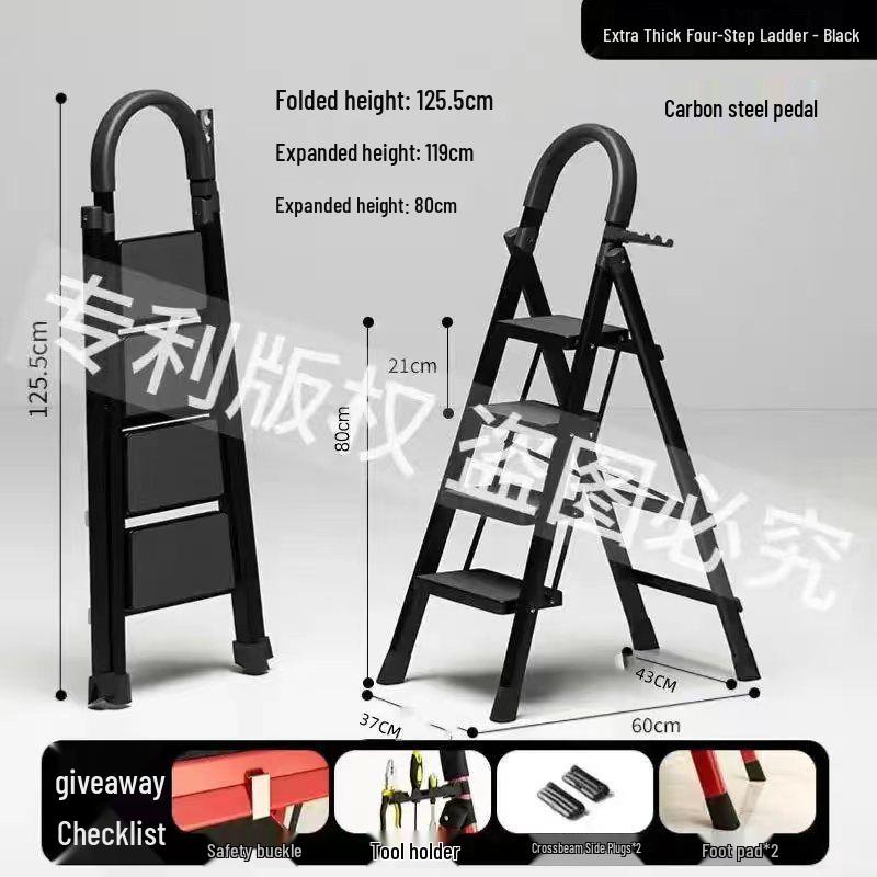 Portable Multi-Functional Four-Step Folding Step Ladder for Indoor Use