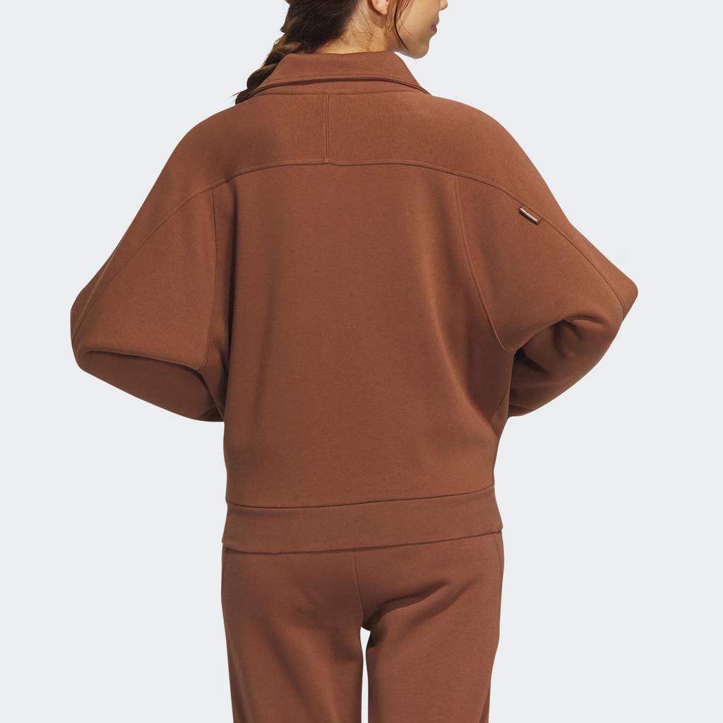 Adidas Маленькая флисовая куртка с логотипом на молнии, женская верхняя одежда, коричневая IX6794