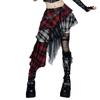 AltGoth Harajuku Гранж Готическая юбка Женская уличная одежда Панк Темная клетчатая лоскутная нестандартная юбка Y2k E-girl Эмо Альтернативная юбка