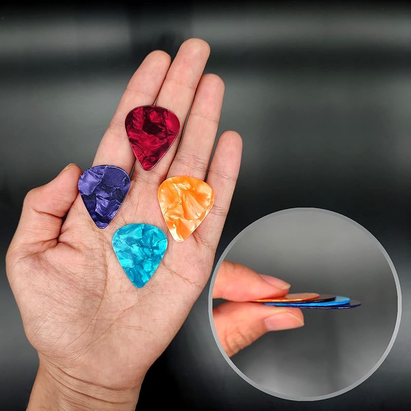 20 Pcs Teardrop Guitar Pick Celluloid Guitar Pick Guitar Pick Pick with Storage Box for Acoustic Electric Bass Guitar Ukulele 4 Different Thickness