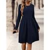 Women S Solid Color Crew Neck Long Sleeve Casual Dress