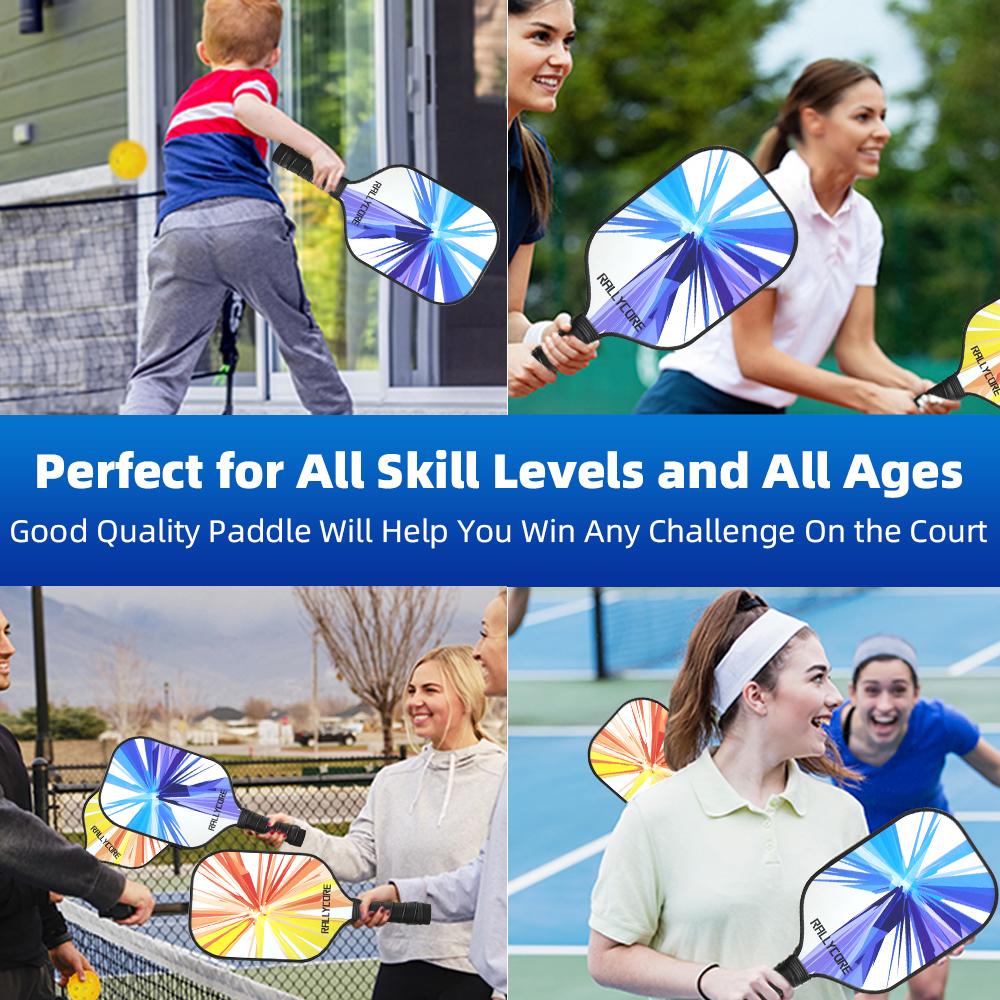 Набор пиклбольных ракеток из 2 штук для всех уровней мастерства, поверхность из стекловолокна с полипропиленовым сотовым сердечником