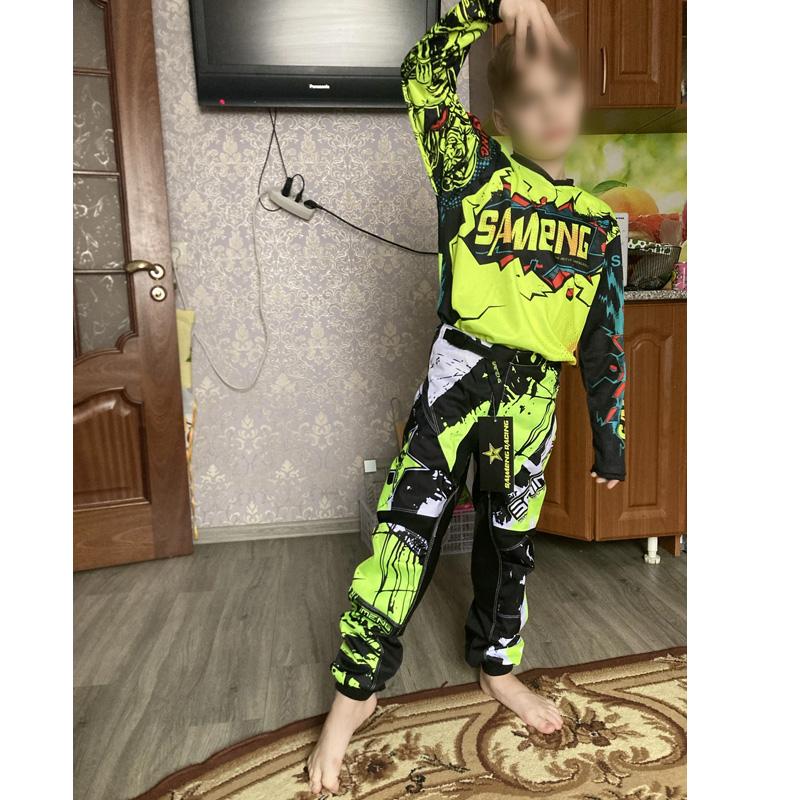 Комплект экипировки для мотокросса для детей 4 5 6 7 8 9 10 11 12 13 лет Молодежный детский мотоциклетный костюм для мальчиков и девочек, майка, штаны, гоночный костюм для бездорожья, эндуро, мотокросса, горного велосипеда