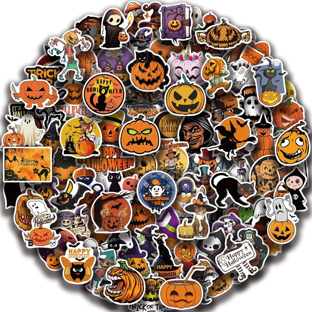 100 Halloween Pumpkin Decoration Graffiti Stickers Mobile Case Skateboard Suitcase Waterproof Stickers
