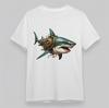 Men's Classic Cotton T-Shirt Steampunk Shark Blue-Green Body Tee Comfy Oversize