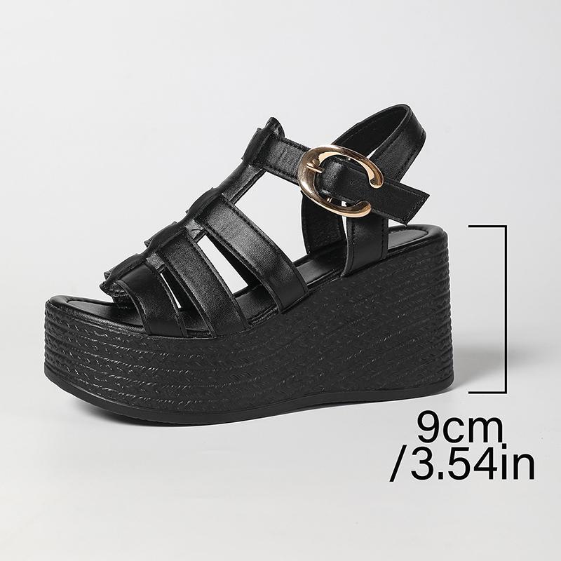 Модные женские сандалии на танкетке в римском стиле, толстая подошва, ремешок с пряжкой, сандалии-гладиаторы, женские летние белые массивные сандалии на платформе