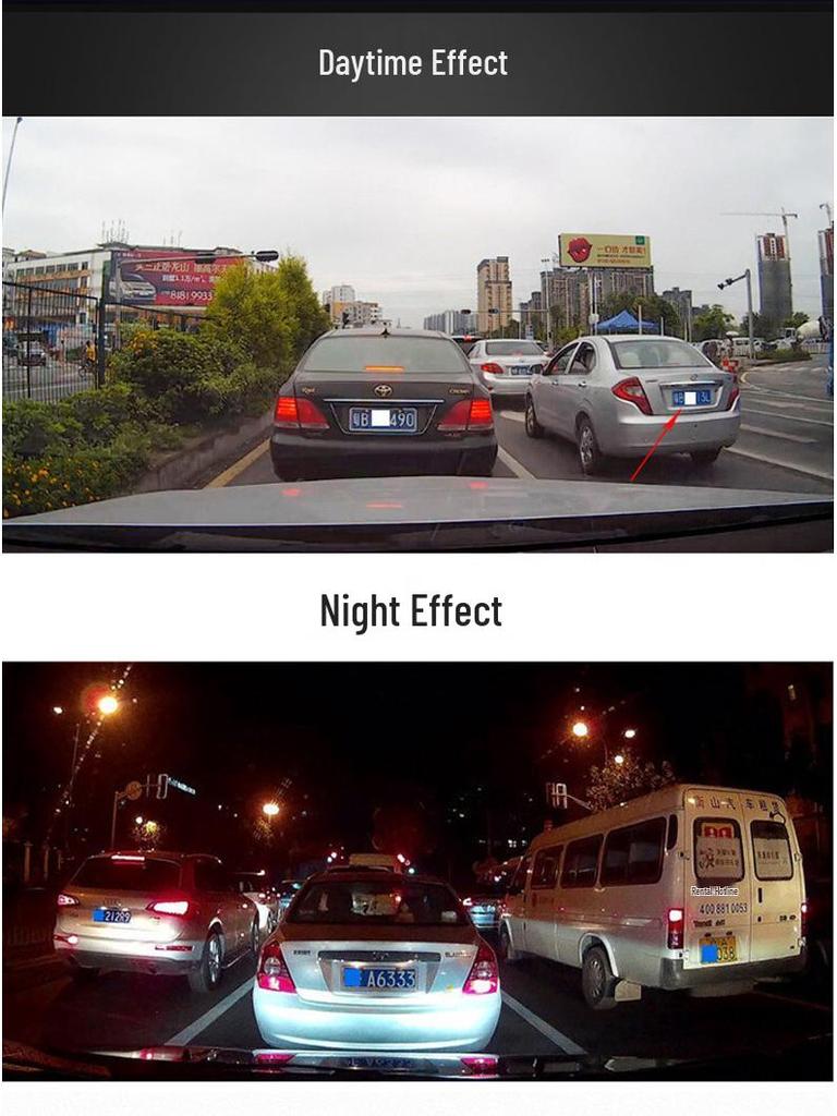 Dual Lens Dash Cam with Night Vision, 3" HD 1080P, WiFi, and Front & Rear Recording