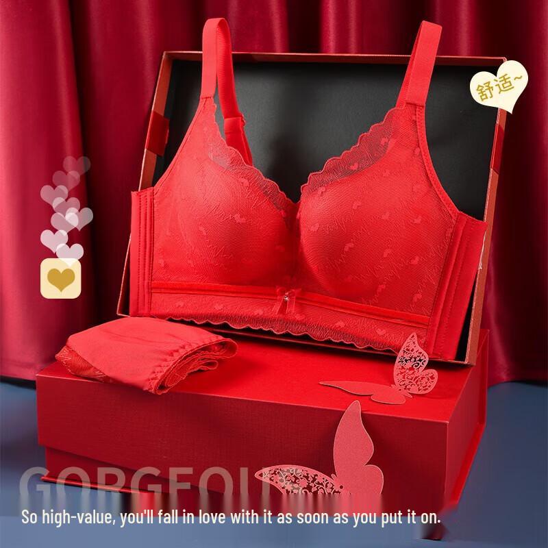 Комплект: бюстгальтер push-up без косточек и трусики Langsha Red