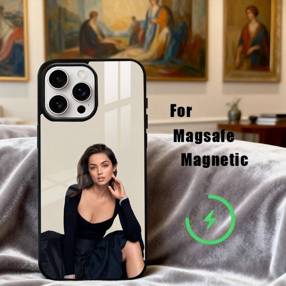 Чехол для телефона с изображением актрисы A-Ana de A-Armas-S Для iPhone17,16,15,14,13,12,11 Plus,Pro Max Магнитный Для Magsafe Беспроводной зарядки