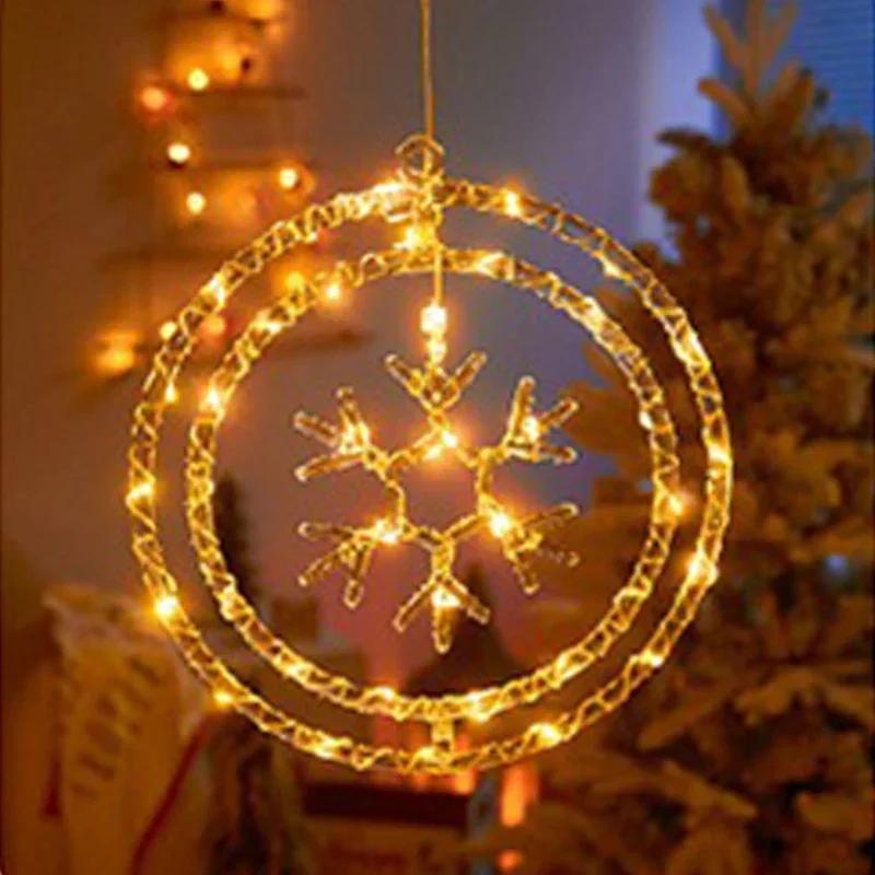 2pcs LED Christmas Hanging Light USB Button Spin Pendent Lights Star Home Decoration Lamp New Year Ornaments Party Christmas Lights