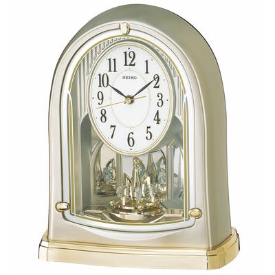 Seiko Часы BY241G Аналоговые Настольные Часы с Вращающимся Светло-Золотым и Жемчужным Радиоуправляемым Украшением,