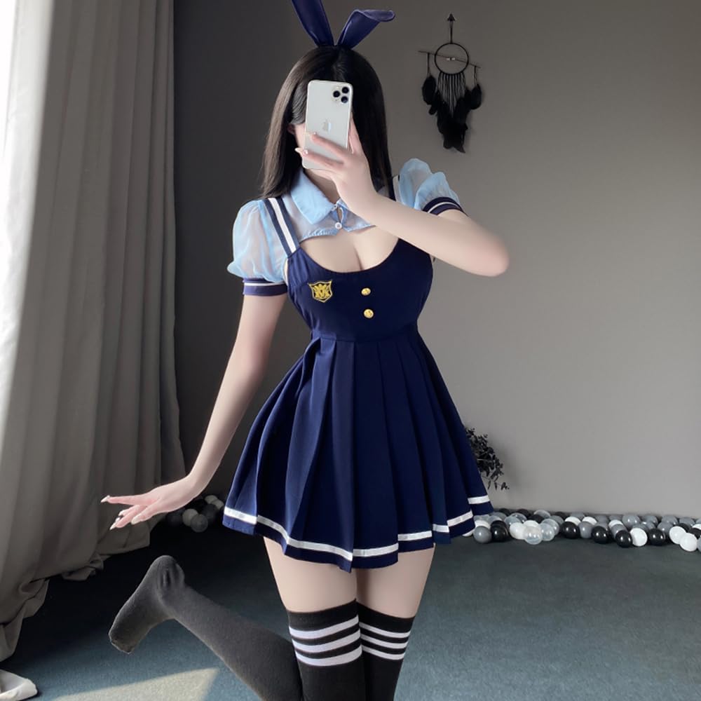 Девушка-кролик, полицейские, синие чулки, открытая грудь, нижнее белье, сорочка, сексуальный косплей, обратный кролик, тренировочный искушение, костюм на Хэллоуин, милые дамы