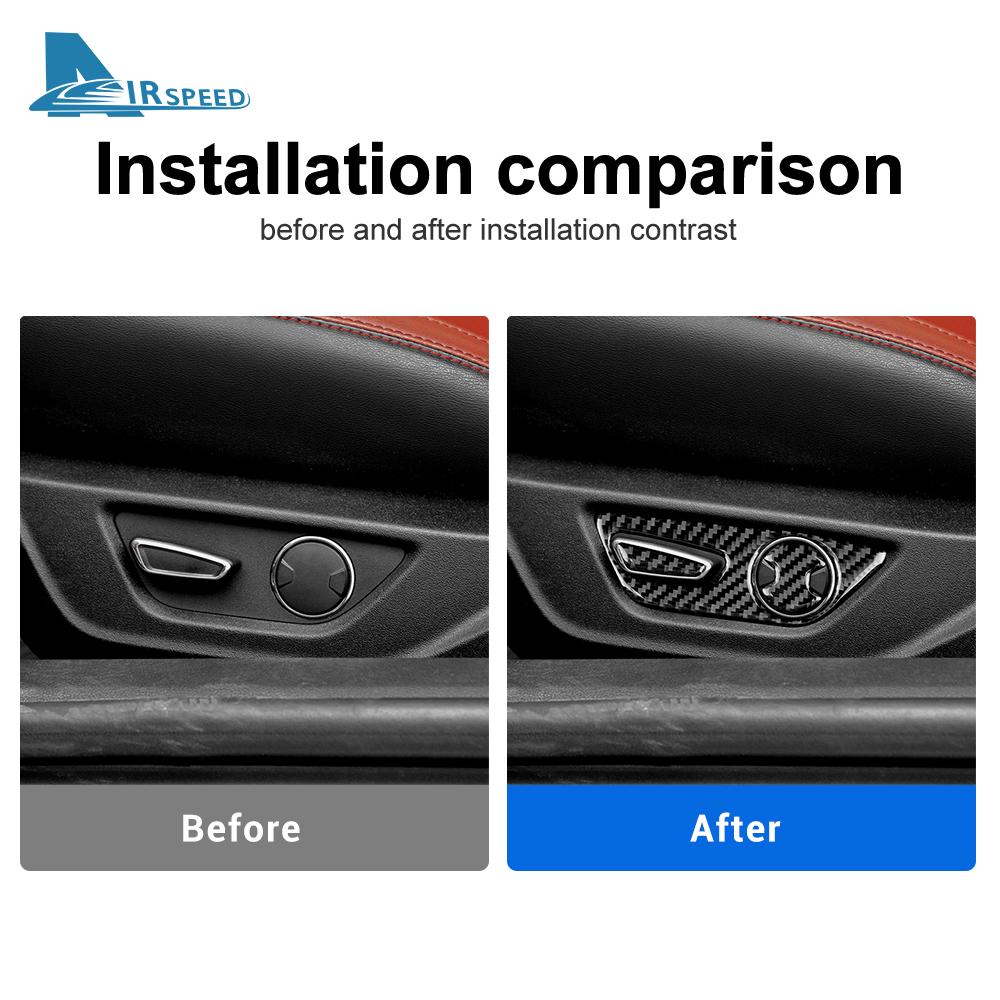 Real Soft Carbon Fiber for Ford Mustang Accessories 2015 2016 2017 2018 2019 2020 2021 2022 Sticker Seat Button Sticker