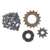 Metal Steel 410 16 Tooth Freewheel 38 Link Chain 9 Tooth Sprocket Set for Bike Bicycle