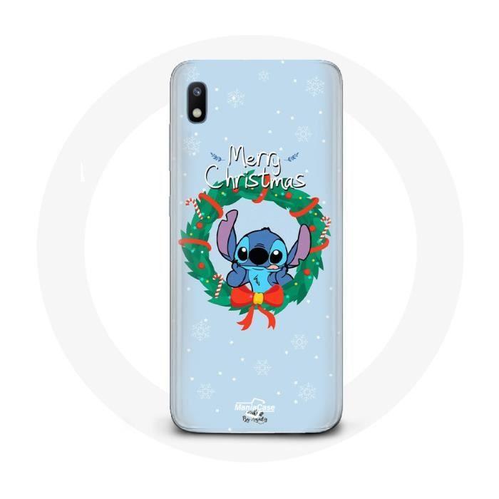 Coque pour Samsung Galaxy A10 Stitch neige joyeux Noël bleu