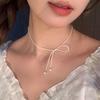 Супер сказочный жемчужный колье-бант модный дизайн цепочка на ключицу цветной камень легкая роскошь аксессуары интернет-знаменитости цепочка на шею