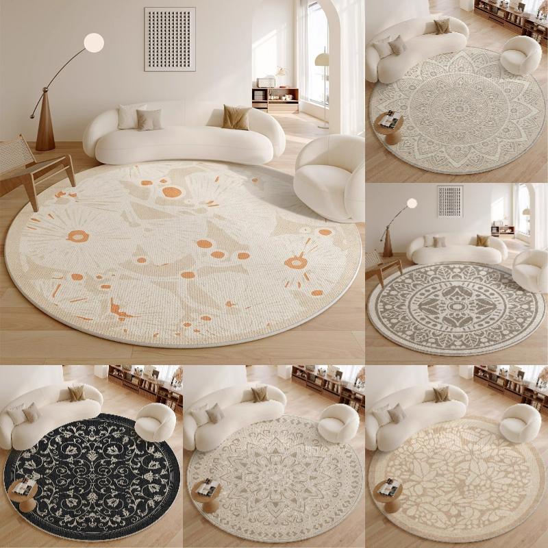 Классический круглый ковер Европейская простота узор Круглый ковер для гостиной Напольный коврик Кресло Журнальный столик Прикроватный декор Красота