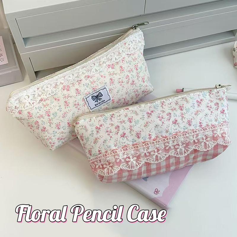 High Quality Sweet Lace Floral Design Pen Bag Large Capacity Multifunctional Stationery Bag Pencil Case Students Supplies