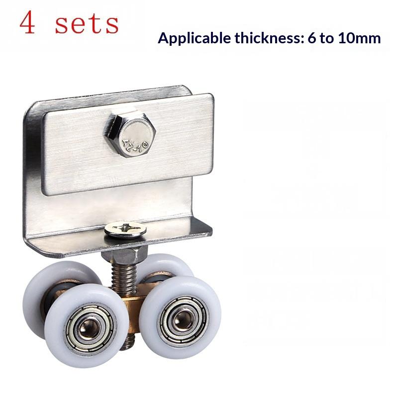 NEW 1/4Pcs Noise Reduction Shower Room Glass Wood Door With Clips Screw Sliding Door Pulley Roller Full Copper Bearing