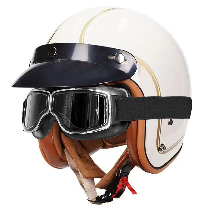 DOT Certified 3/4 Motorcycle Helmet Men Women Retro Style ABS Cruiser Scooter Half With Bluetooth Option
