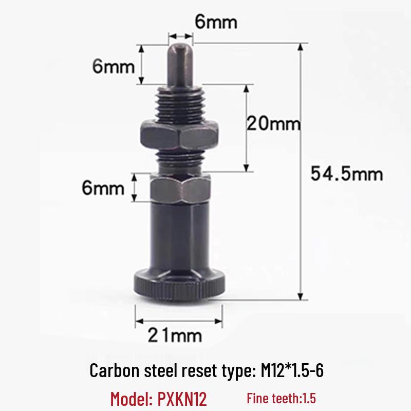 Stainless Steel/Carbon Steel Indexing Pin: Knob Plunger, Self-Locking, Re-Locking, Fine Thread, Complete Specifications