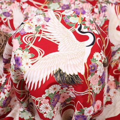 100 см x 148 см бронзовая японская печатная ткань с рисунком журавля ручной работы лоскутная сумка кимоно чонсам хлопковая ткань