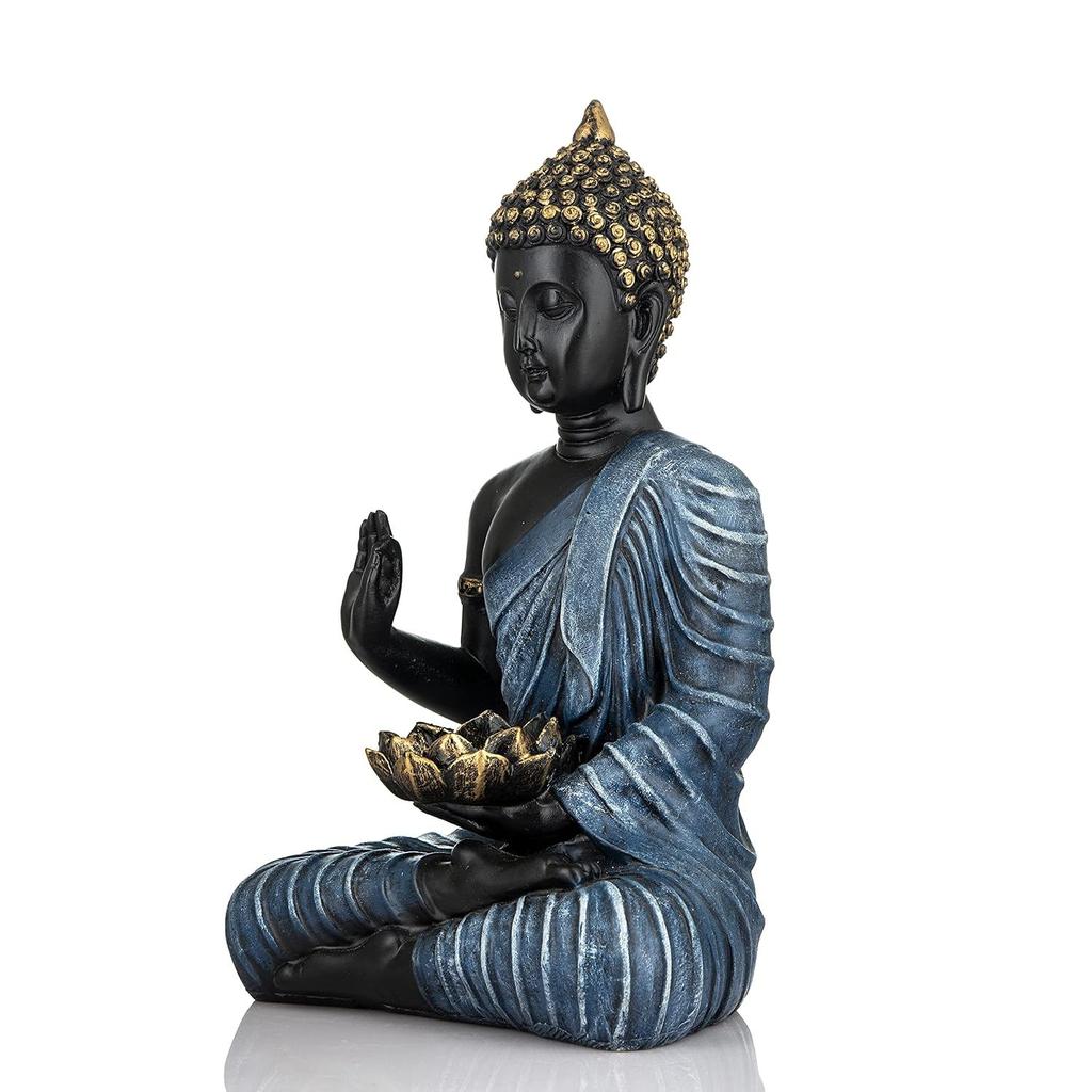 Последняя статуя сидящего Будды, экспонат, идол, предметы домашнего декора для гостиной и подарки (Голубовато-черный)