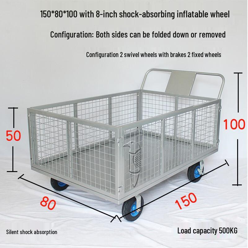 Great Skua Folding Warehouse Cart with Fence