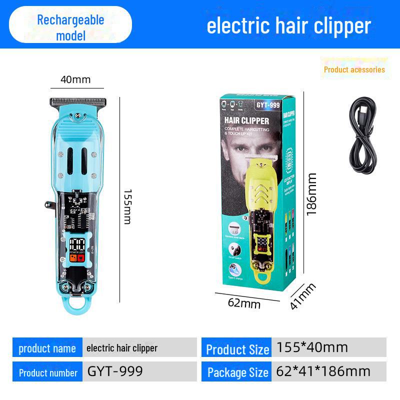 Rechargeable Electric Hair Clippers with LCD Display for Men's Shaving