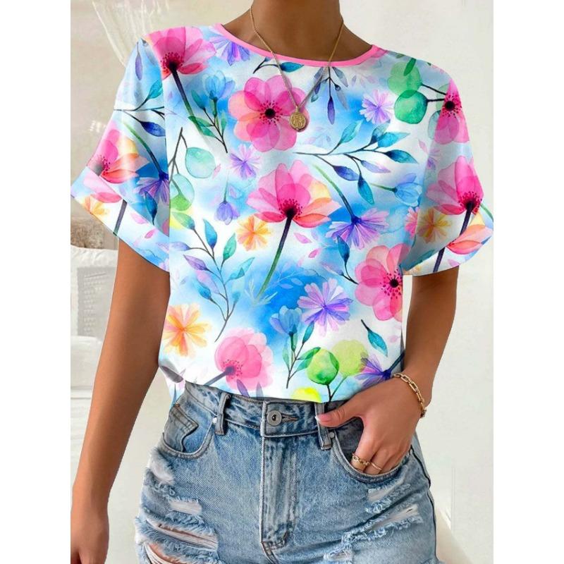 Летняя женская рубашка с принтом теленка, с круглым вырезом и короткими рукавами для поездок на работу, футболки женские