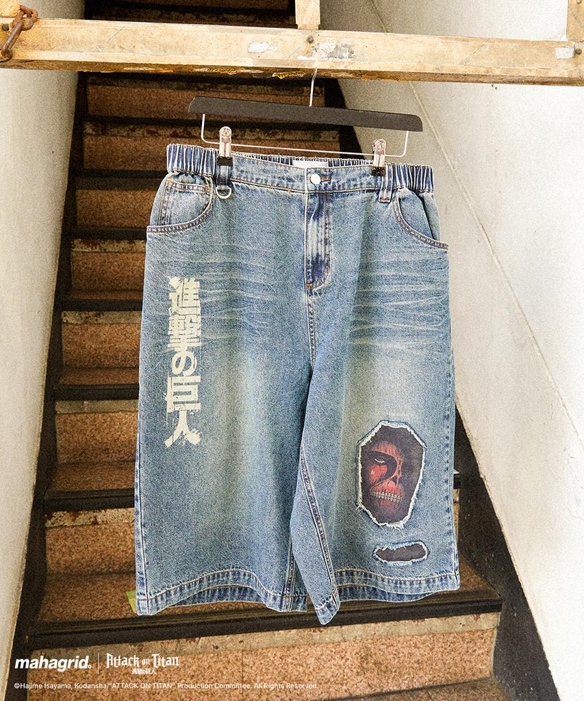 MAHAGRID [Attack On Titan] Titan Denim Shorts Blue(Mg2Gmmd115T)