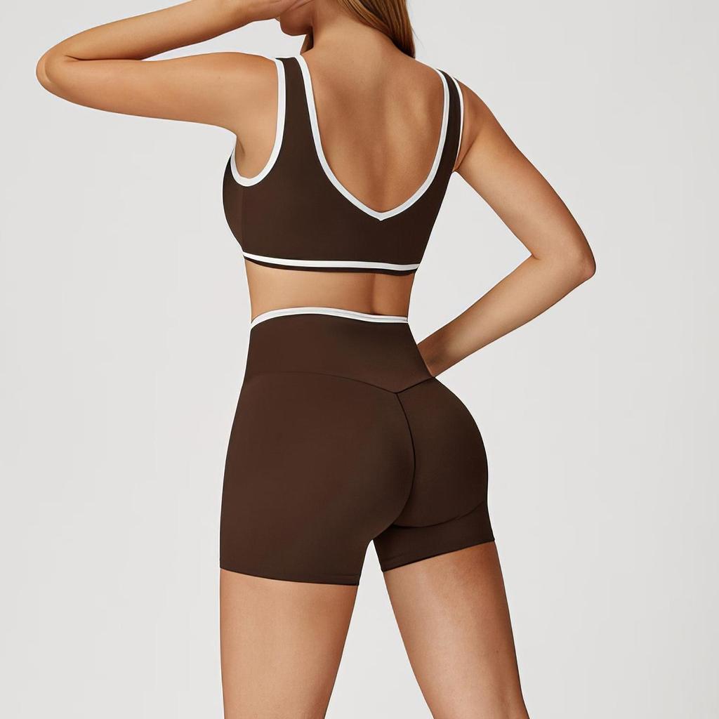 Европейские и американские йога-шорты с высокой талией и эффектом пуш-ап ягодиц - Женские трехточечные фитнес-брюки