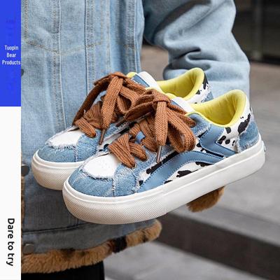 Тупин ретро женские повседневные белые и синие ковбойские туфли - TP1137W