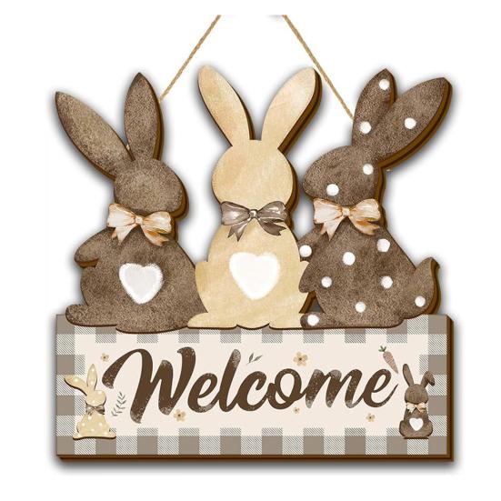 Счастливая Пасха, дверная вывеска, пасхальное яйцо, кролик, деревянная подвесная дверная вывеска, украшение, пасхальная цветочная весенняя настенная вешалка