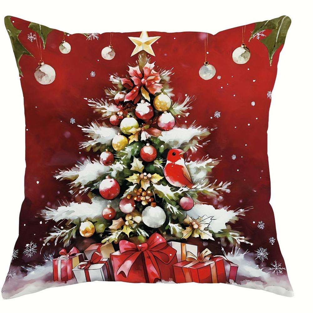 Christmas Decoration Pillow Cover Snowman Santa Claus Christmas Tree Pattern Living Room Sofa Cushion Suite Room Home Decoration