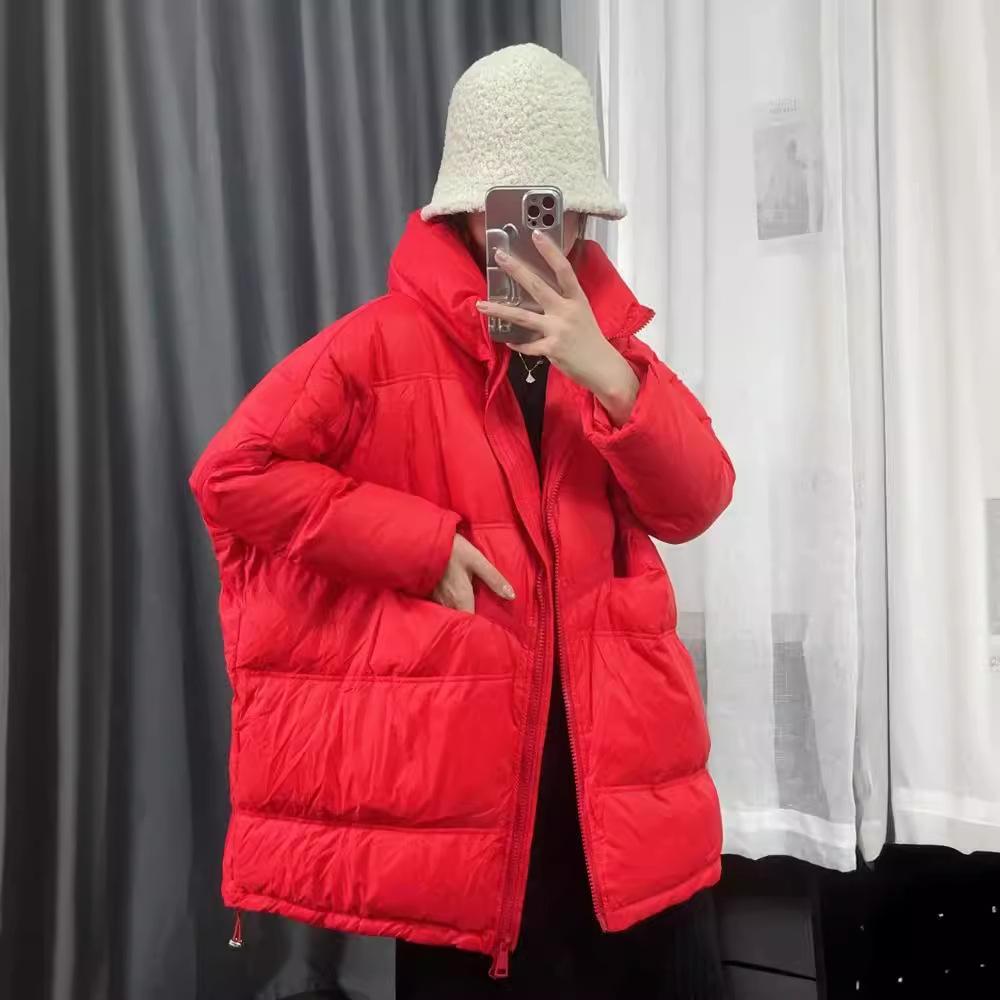 Зимняя женская белая утиная пуховая свободная куртка с капюшоном, толстая теплая верхняя одежда, повседневные пальто больших размеров в стиле пэчворк