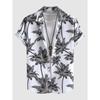 Tropical Coconut Tree Pattern Men's Short Sleeve Button Down Lapel Shirt For Summer Resort Holiday Hawaiian Style Oversized Tops