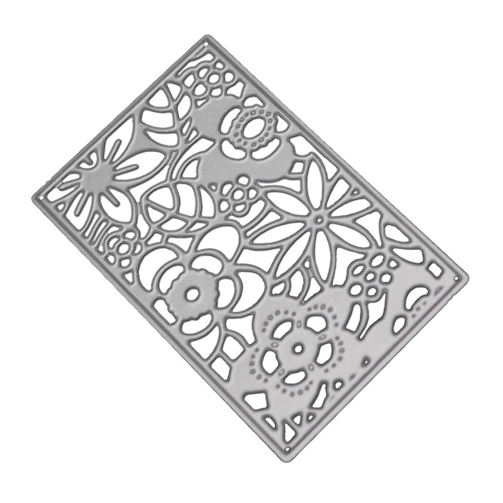 Прямоугольная рамка, украшение из цветов, металлический серебристый трафарет, тиснение, резка, штампы для скрапбукинга, изготовление открыток из бумаги