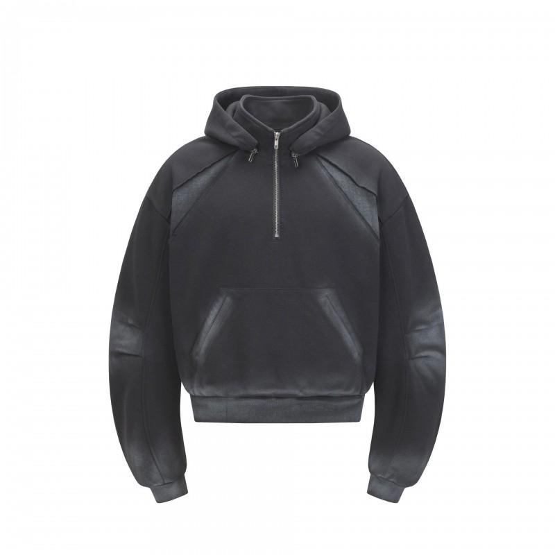 Mens 2026 American Streetwear Distressed Washed Hoodie Casual Loose Fit Sweatshirt Teens