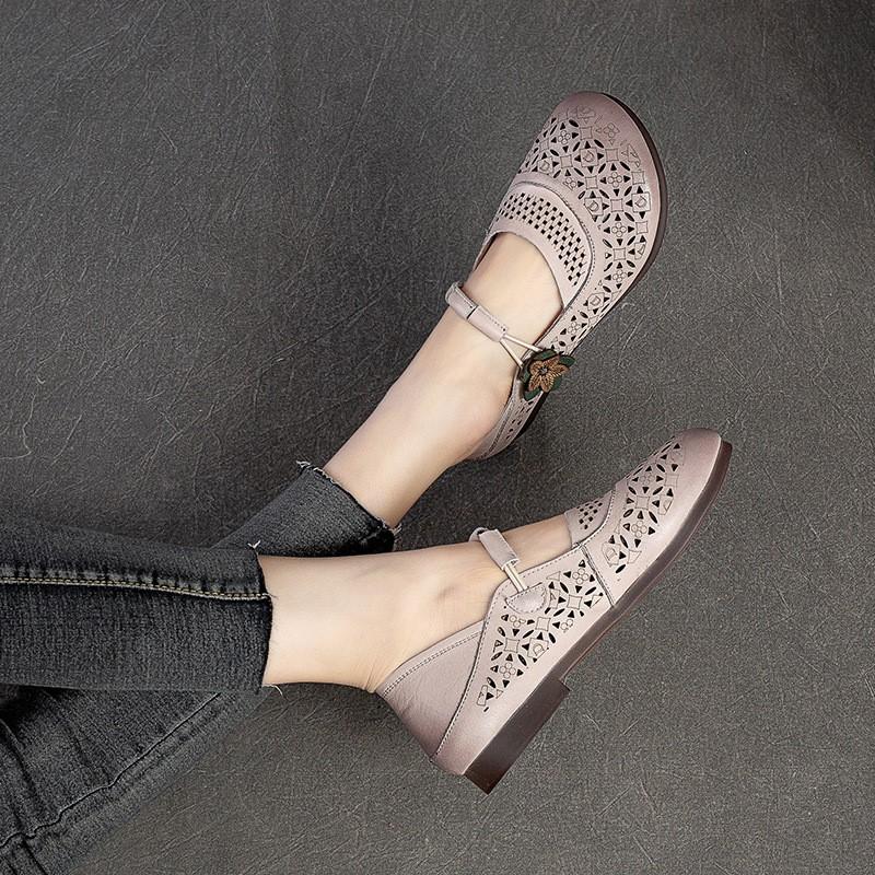 Johnature Неглубокий круглый носок плоская женская обувь повседневная универсальная полая дышащая мягкая подошва обувь